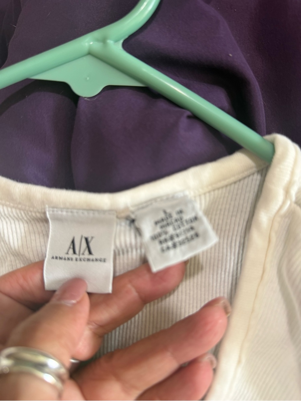 A/X Armani Exchange White Asymmetrical Ruffle Tank Top Size L - Picture 6 of 6
